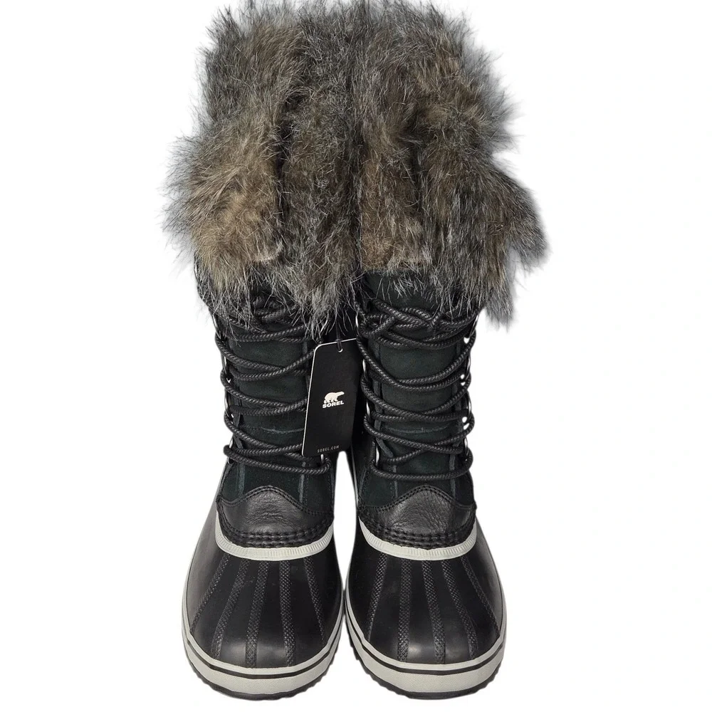 Sorel‎ Joan of Arctic Boots Womens 10 Black Waterproof Winter Snow Faux Fur NWT